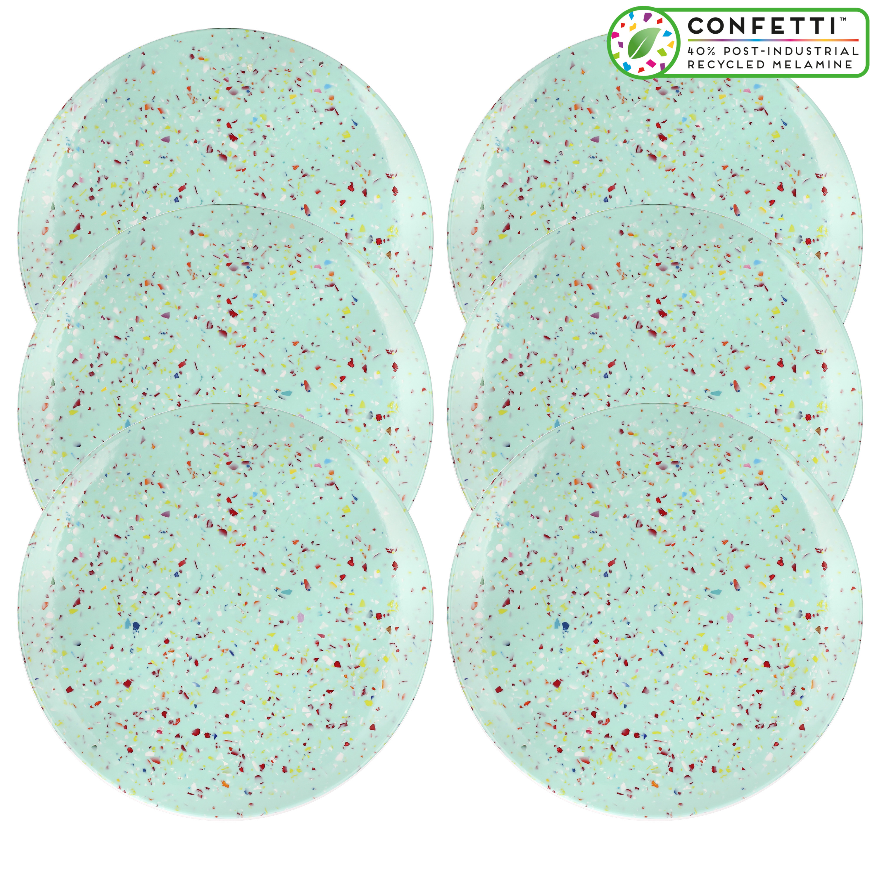 Confetti Salad Plate, Mint, 6-piece set slideshow image 1 Confetti Salad Plate, Mint, 6-piece set slideshow image 1