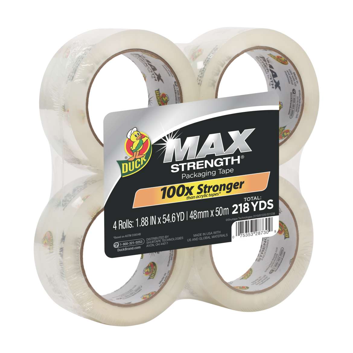 MAX Strength Packing Tape 54.6 Yd 4pk | Duck Brand