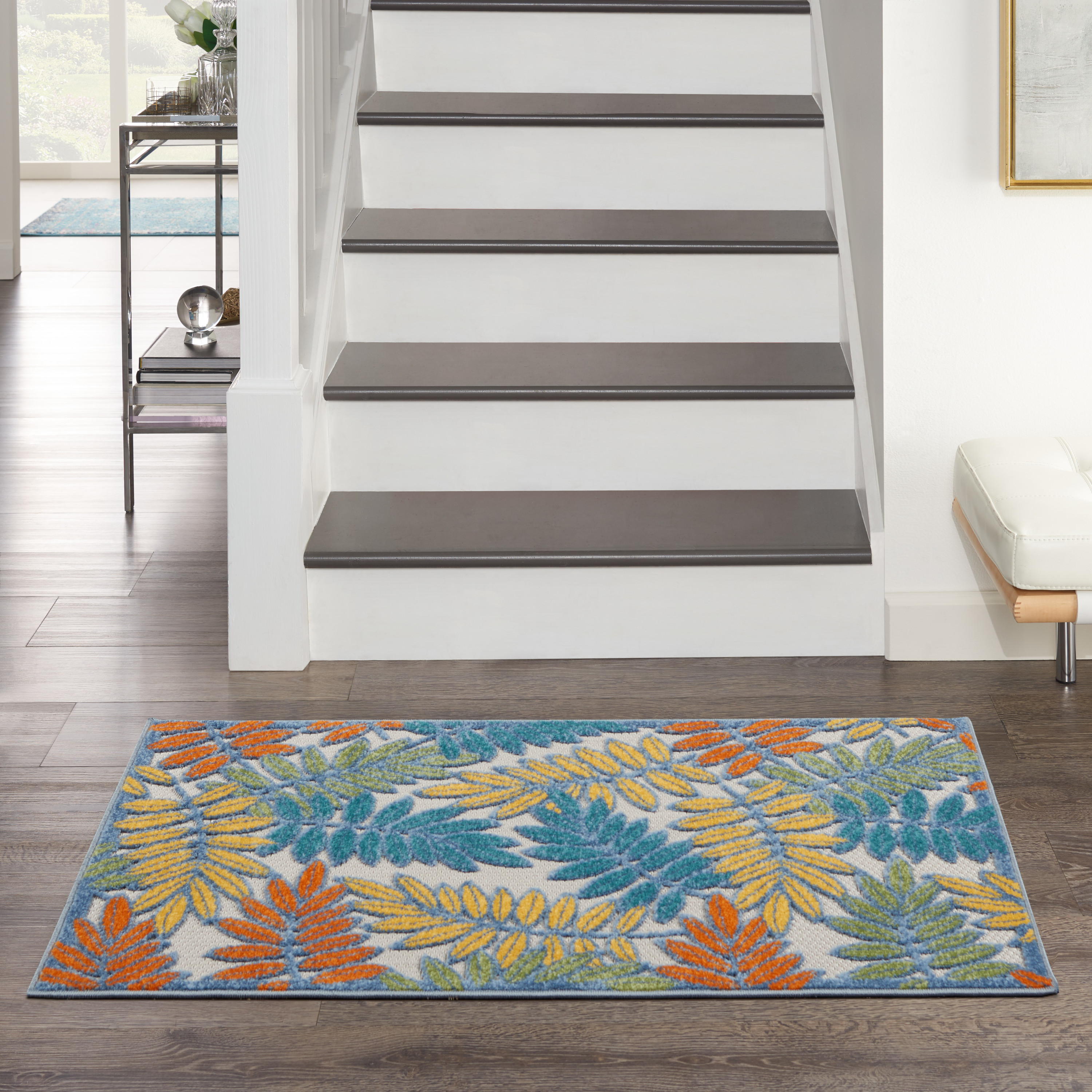 Nourison Aloha 2'8" x 4' Ivory Multicolor Tropical Rug