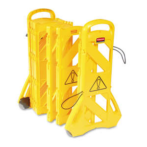 Rubbermaid Commercial, Portable Mobile Safety Barrier, Plastic, 13 ft x 40", Yellow