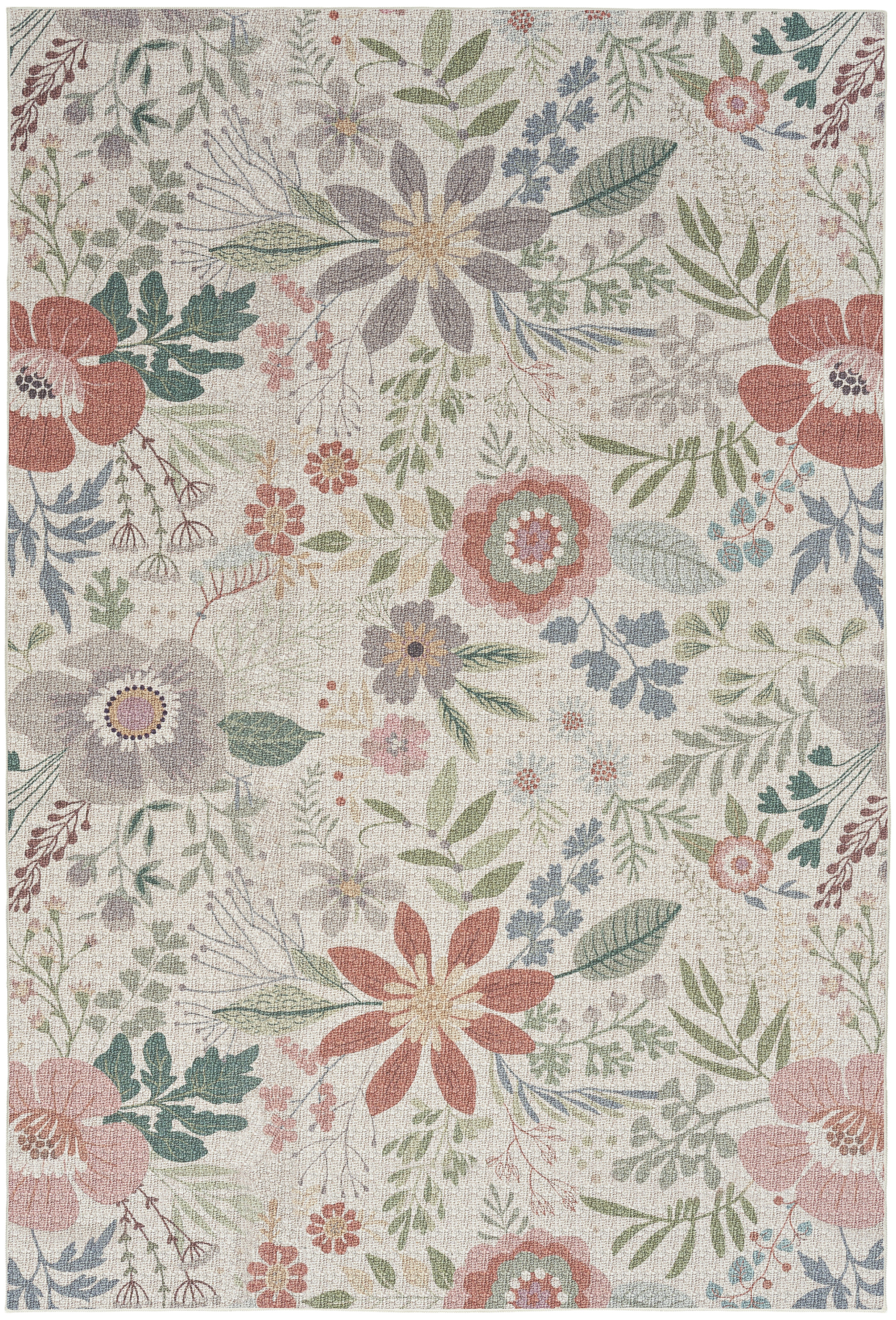 Nourison Nourison Washables 4' x 6' Cream Multicolor Farmhouse Indoor Rug