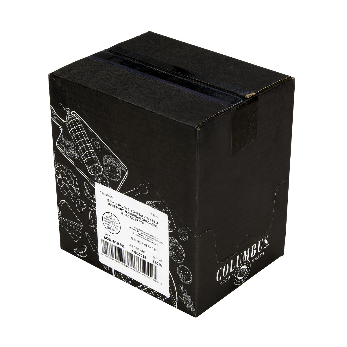 COLUMBUS(r) Genoa Snack Tray 8/3oz . C1RA - Front Right Closed Case (Hi Res)