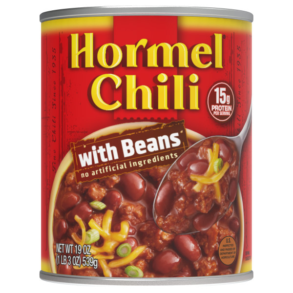 HORMEL(r) CHILI WITH BEANS 12-19 OZ . C1N1 - Front No Plunge In Package (Hi Res)