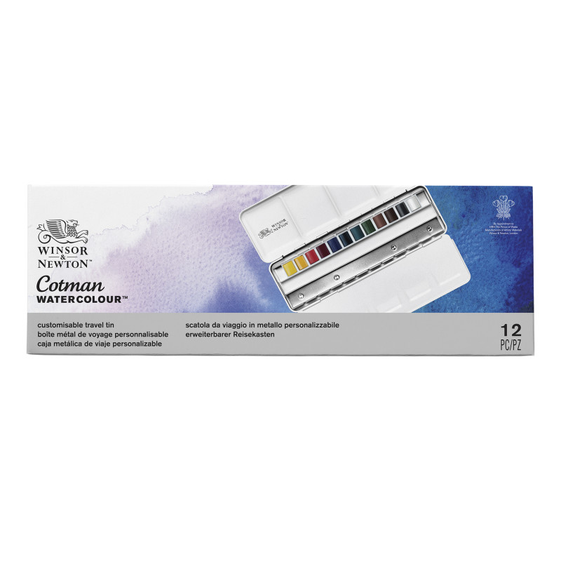 Cotman Watercolor Customizable Travel Tin, 12 Colors