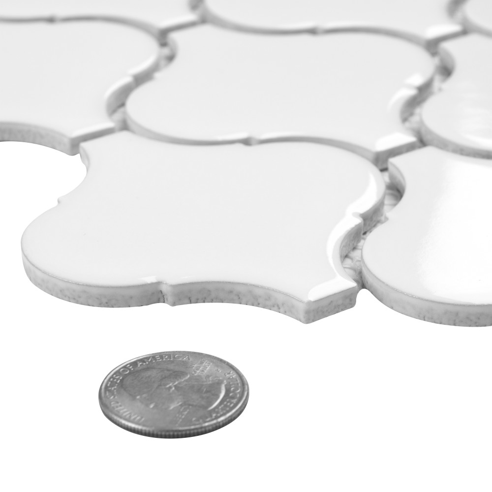 Metro Lantern Glossy White 9-1/2 in. x 10-3/4 in. Porcelain Mosaic Tile