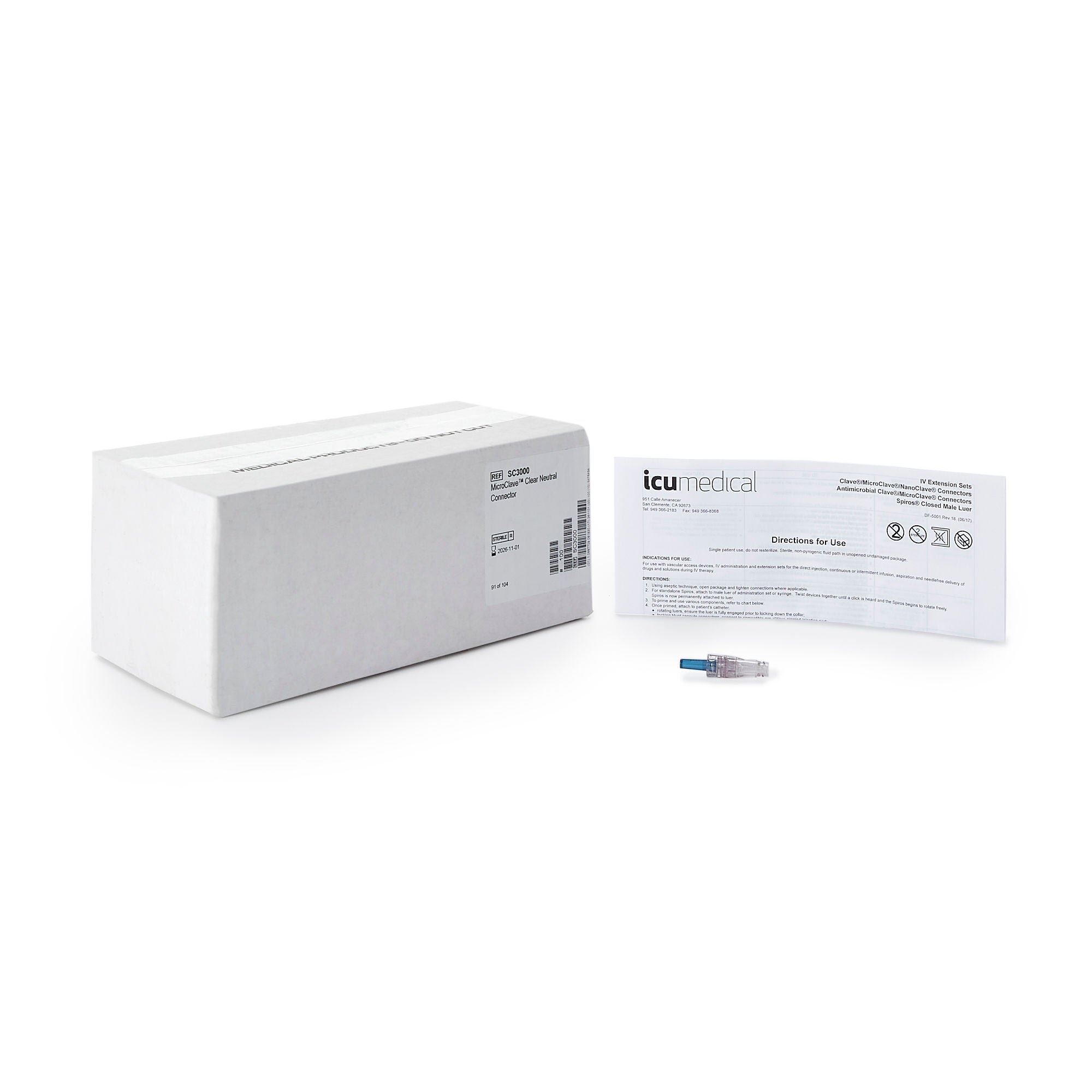 ICU Medical CONNECTOR, MICROCLAVE NEUTRAL (100/CS)