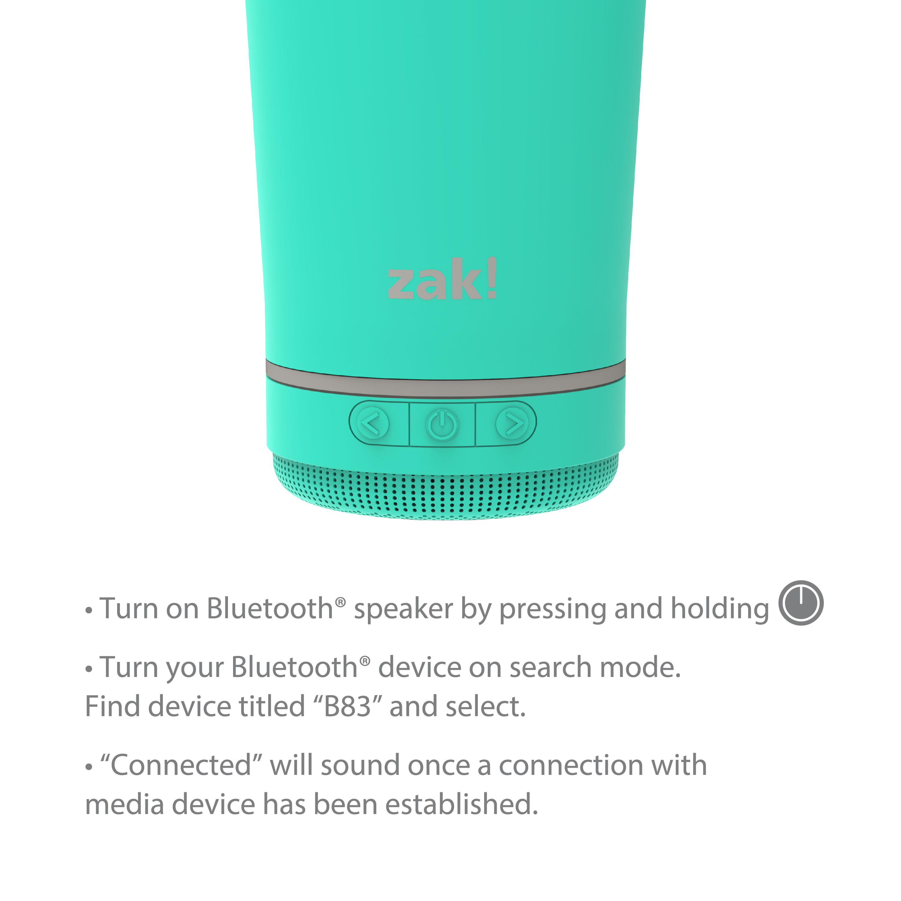 Zak Play 18 ounce Stainless Steel Tumbler with Bluetooth Speaker, Teal slideshow image 5 Zak Play 18 ounce Stainless Steel Tumbler with Bluetooth Speaker, Teal slideshow image 5