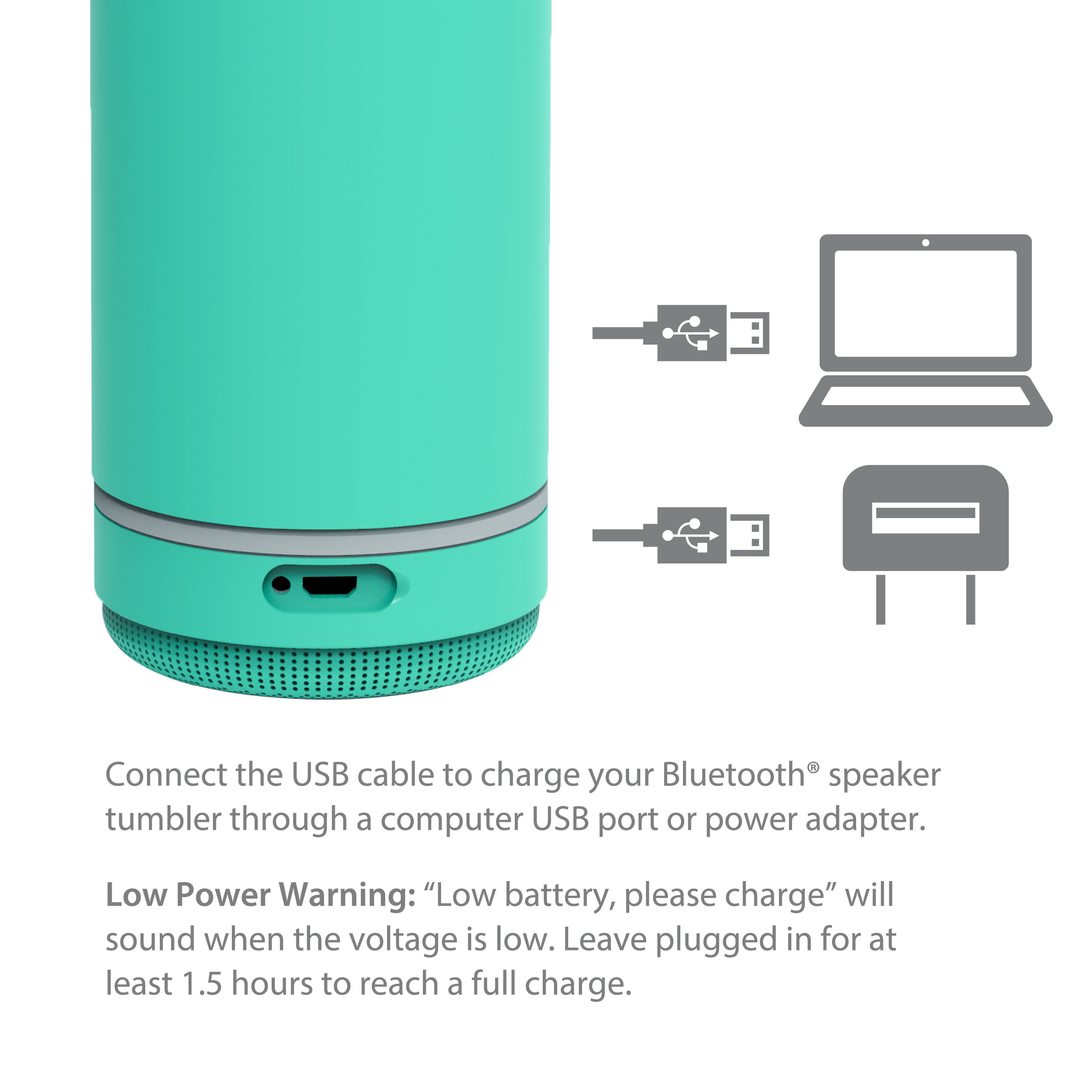 Zak Play 17.5 ounce Stainless Steel Tumbler with Bluetooth Speaker, Teal slideshow image 8 Zak Play 17.5 ounce Stainless Steel Tumbler with Bluetooth Speaker, Teal slideshow image 8