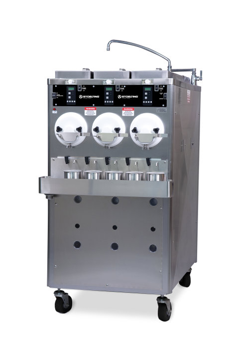 380- to 415-volt 3-phase air-remote-cooled three-barrel custard floor model