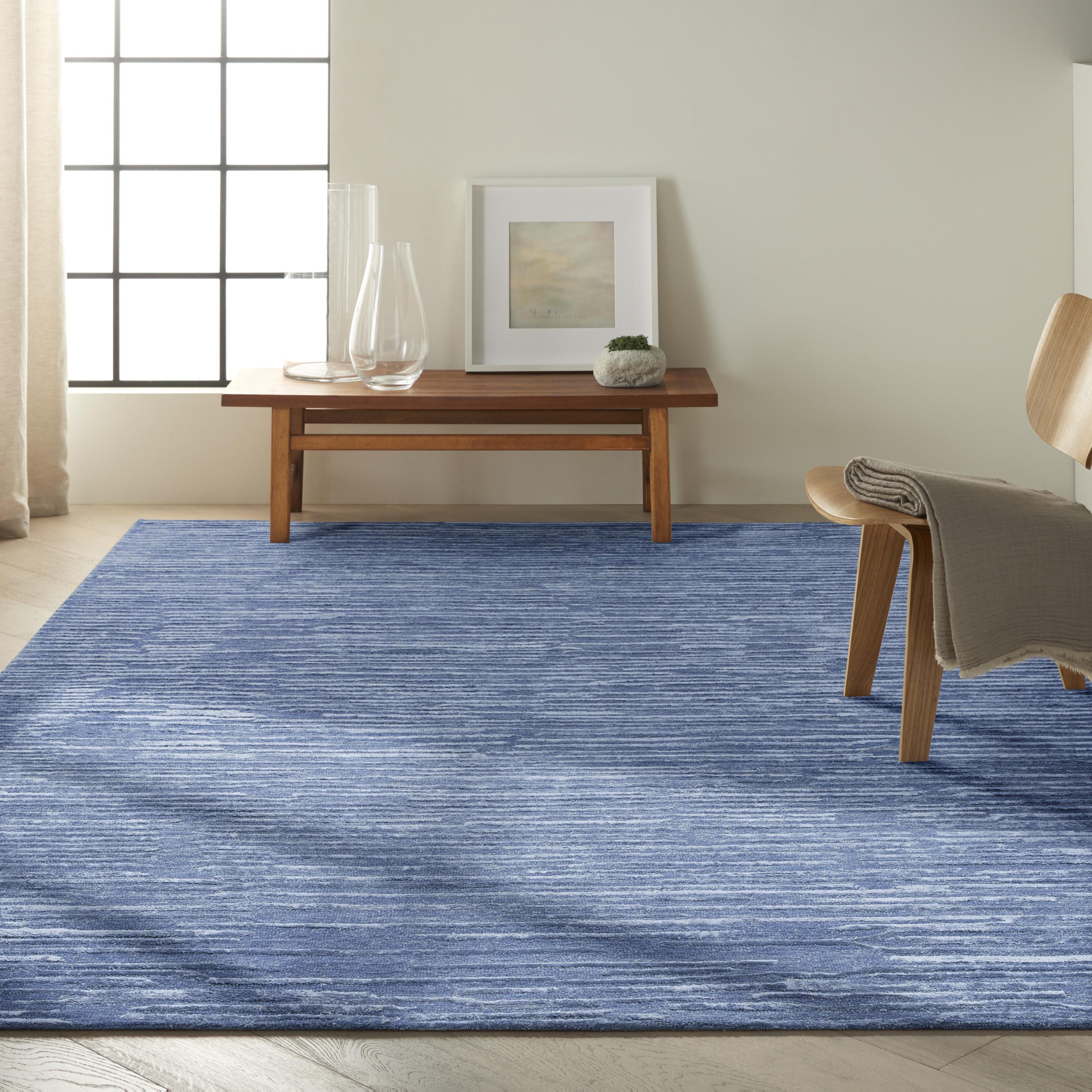 Calvin Klein CK010 Linear 8'6" x 11'6" Blue Modern Indoor Rug