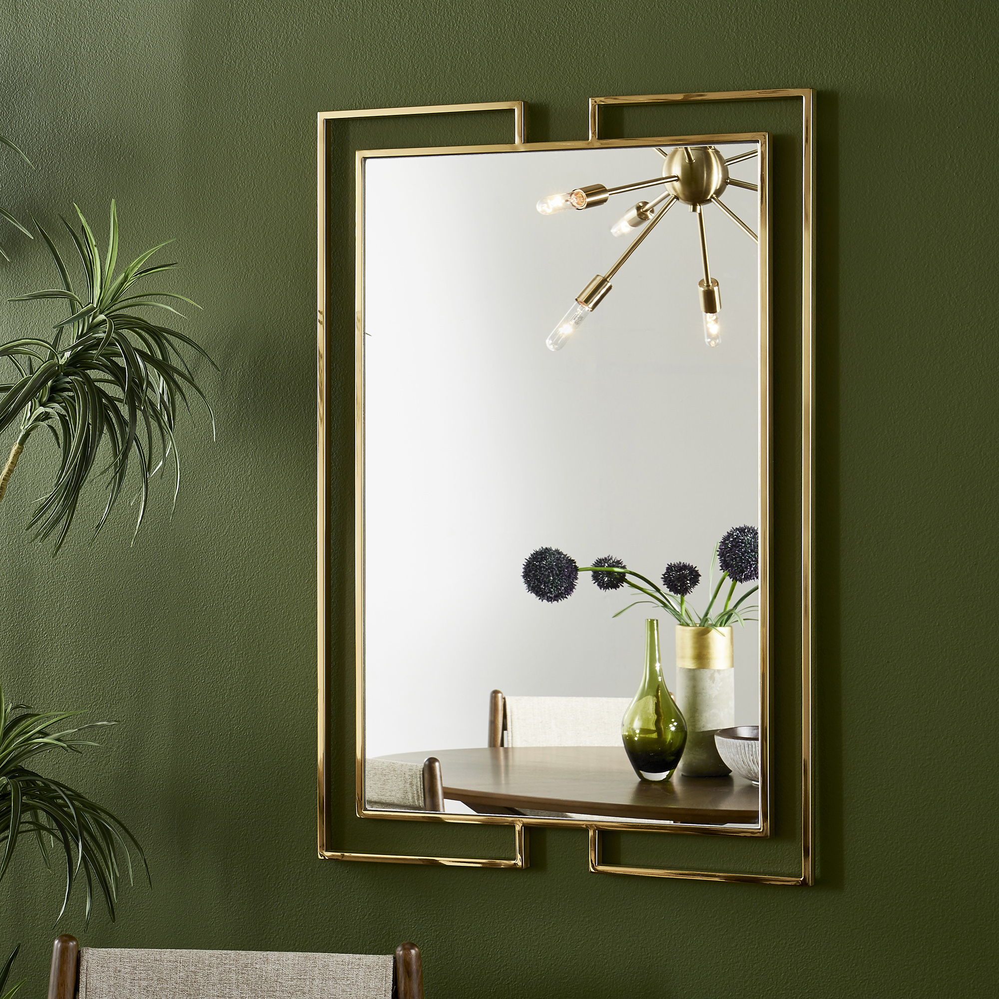 Gold Finish Frame Rectangular Wall Mirror