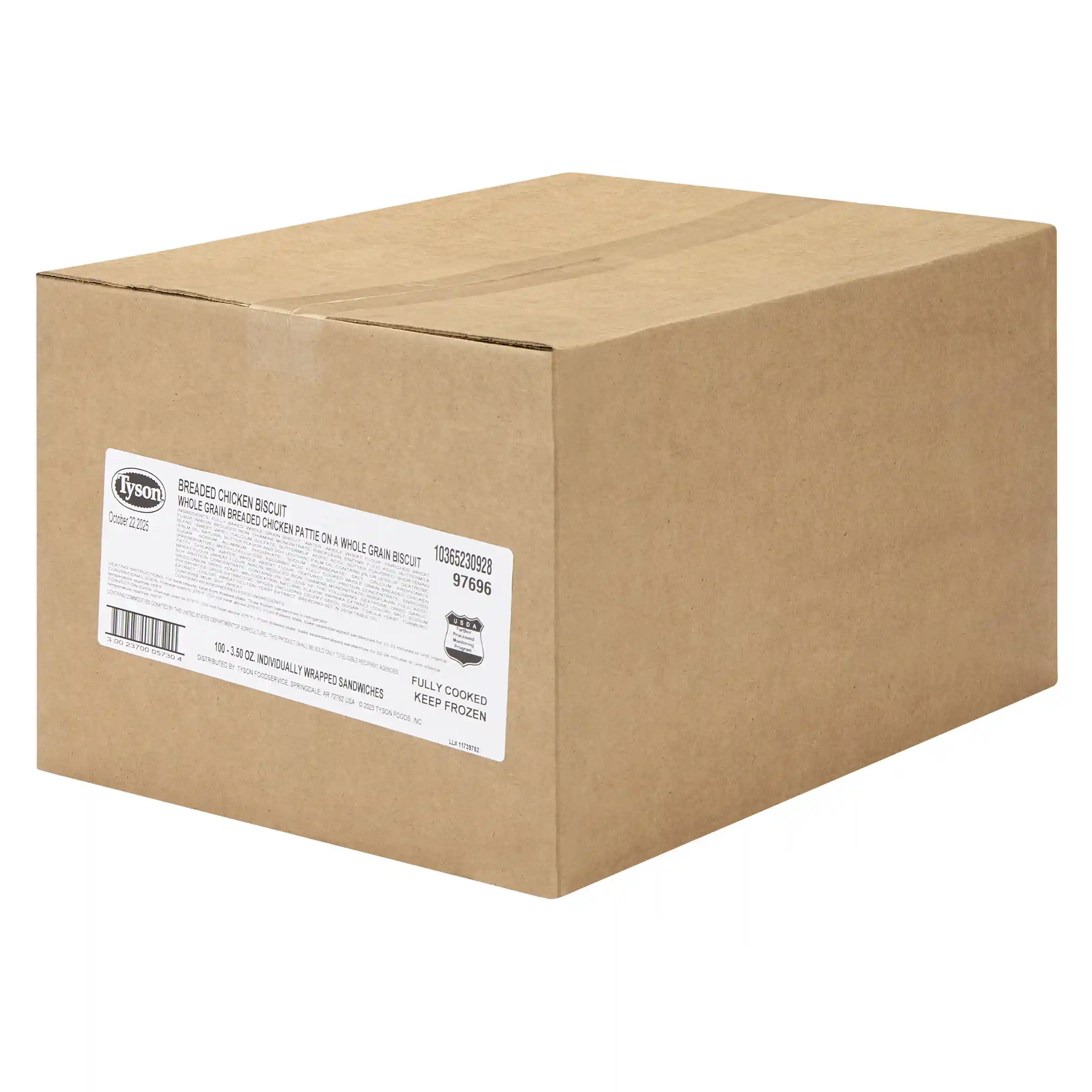 Tyson® Individually Wrapped Breaded Chicken Patty on a Whole Grain Biscuit, 100/3.15 oz._image_6