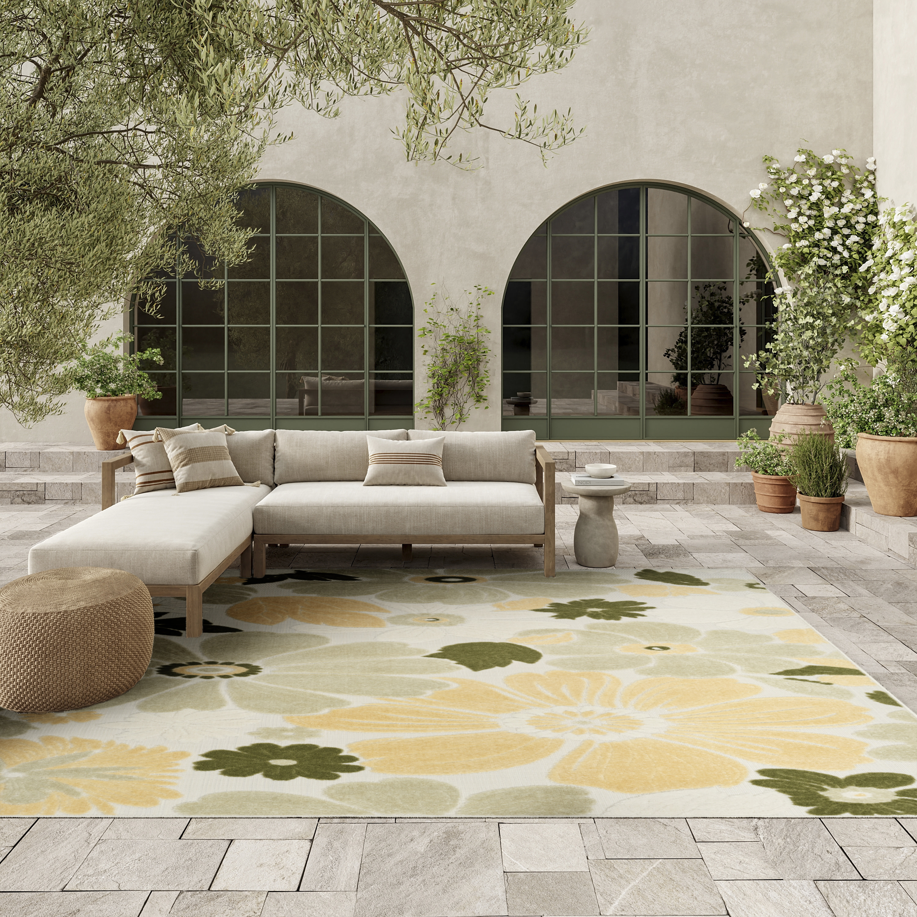 Nourison Aloha 7'10" x 10'6" Ivory Green Modern Rug