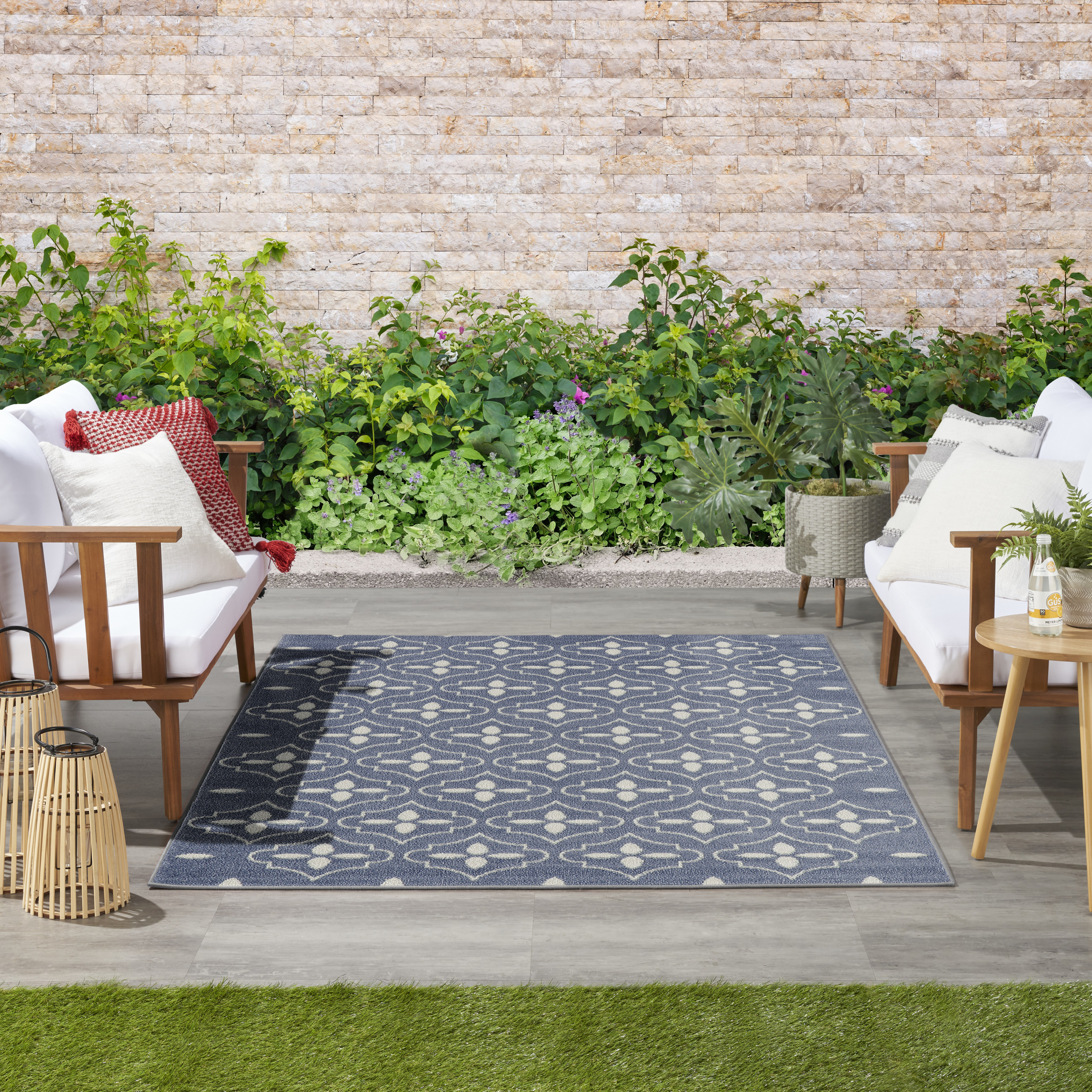 Nourison Nourison Essentials 4' x 6' Blue Ivory Modern Rug