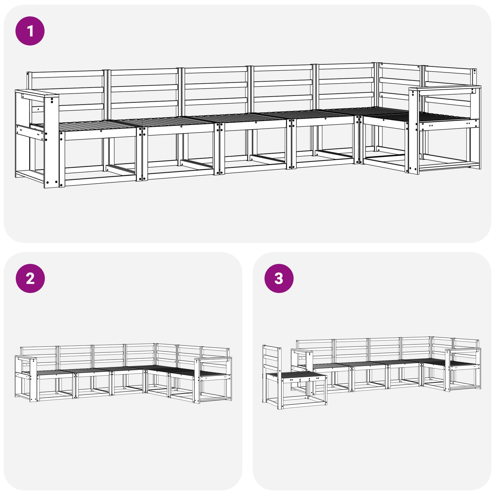 Buiten bankenset 6 pcs Wit Massief Acaciahout image 5