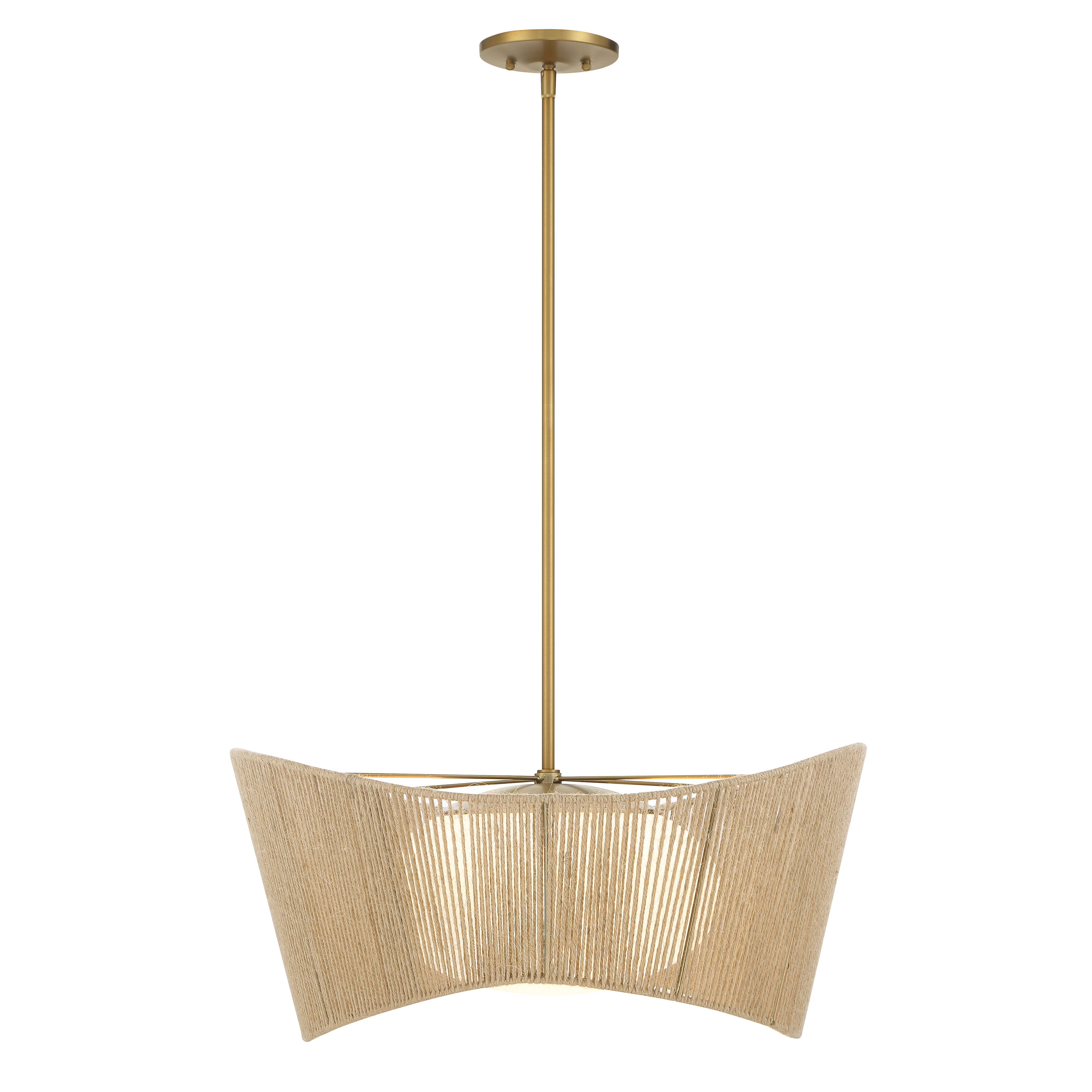 The Key Largo pendant brings relaxed coastal elegance with its 22-inch etched opal glass shade and soft brass finish. Perfect for creating ambient lighting over dining areas or kitchen islands with a nautical-modern aesthetic. - alternate view
