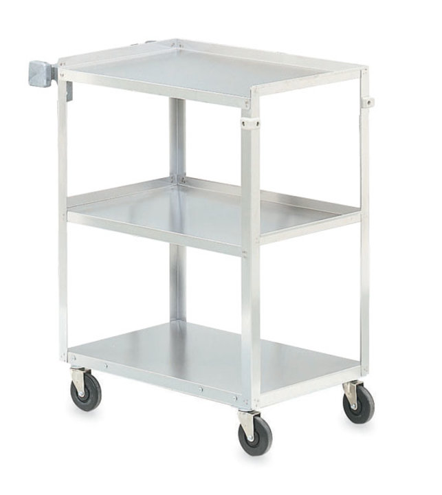 Three-shelf heavy-duty stainless steel utility cart