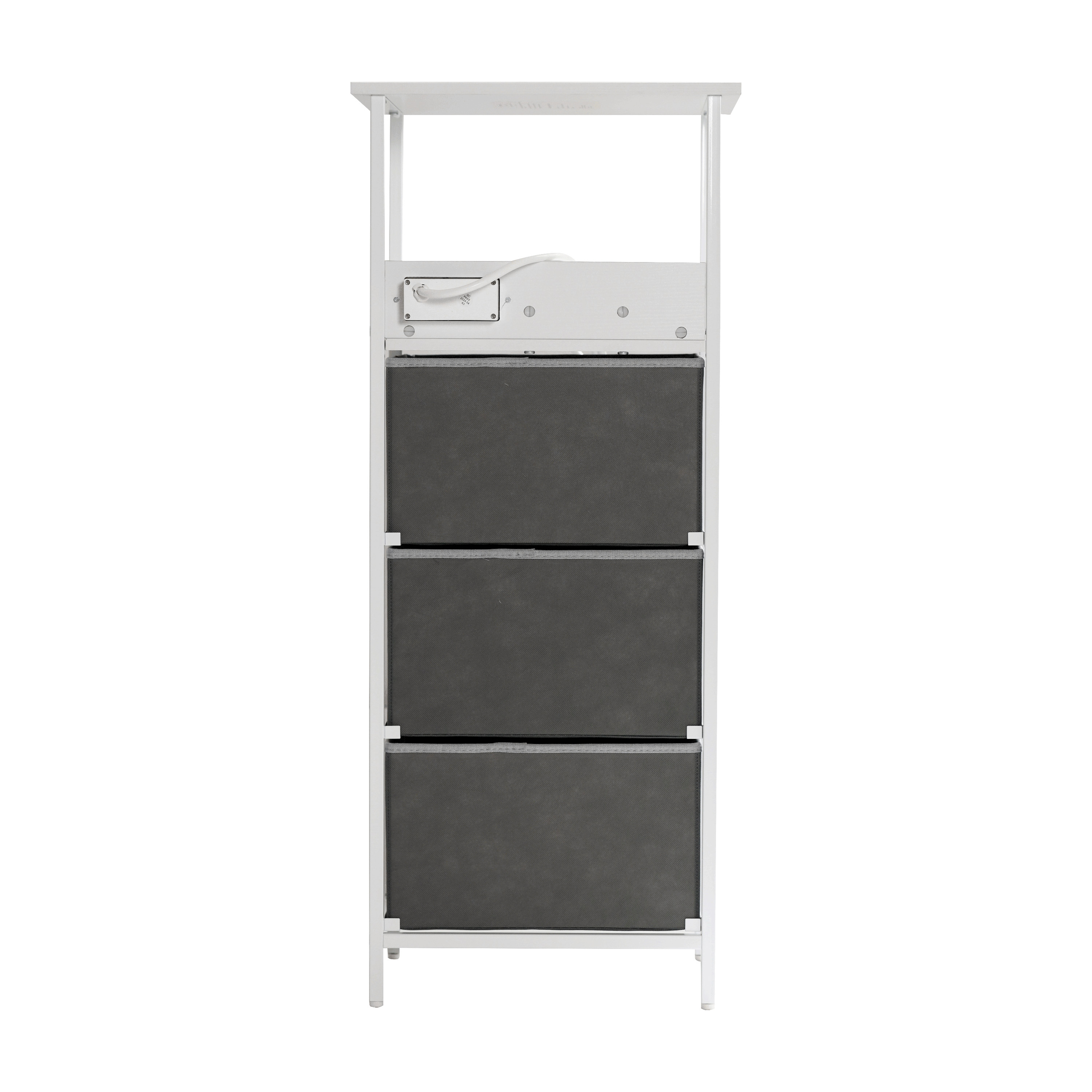 Sodano 3 Drawer Nightstand with Charging Station, 2 USB Ports, 1 Outlet, Blac... - Picture 20 of 25