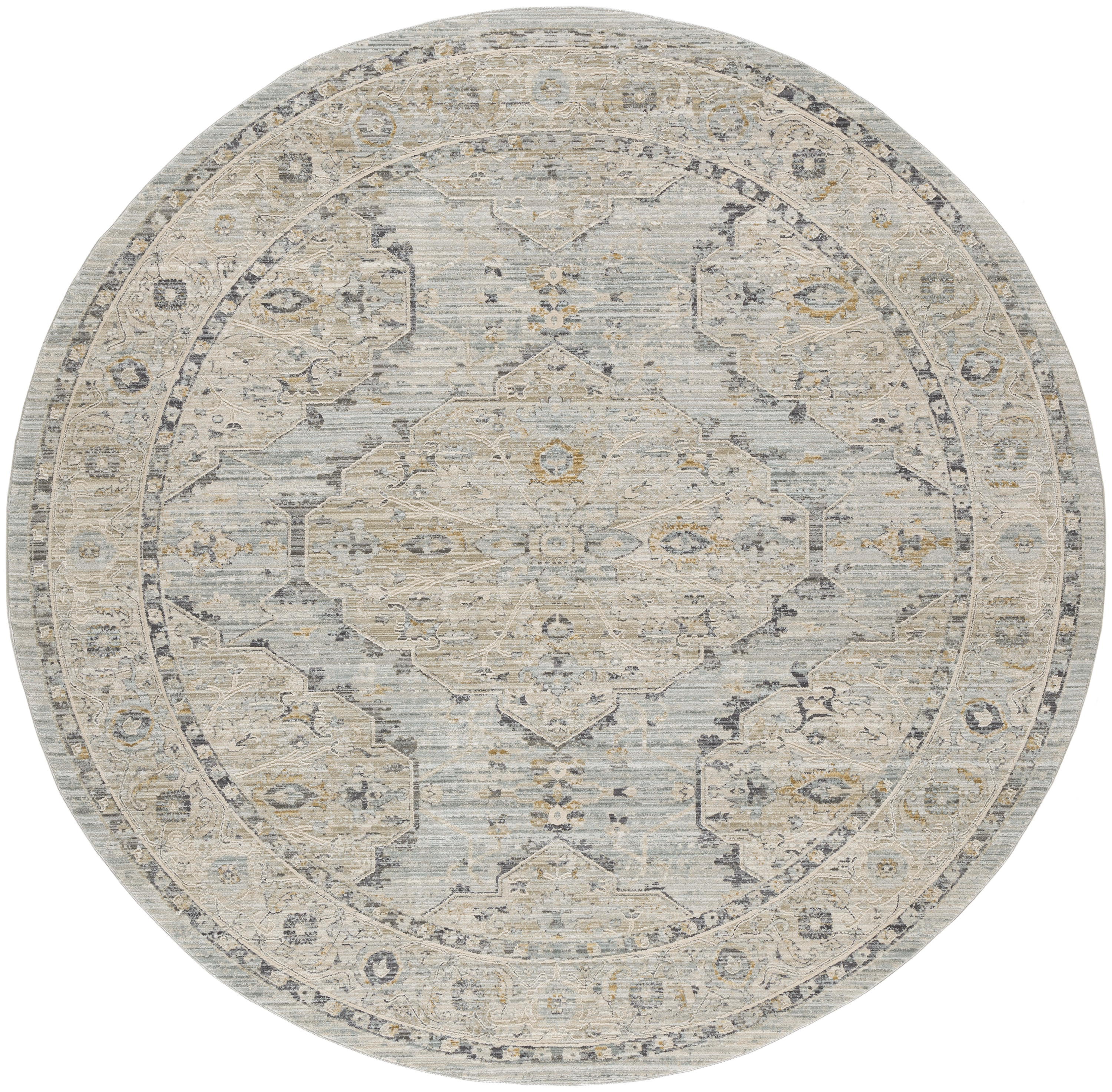 Nourison Lynx 7’10” x Round Light Blue Vintage Indoor Rug