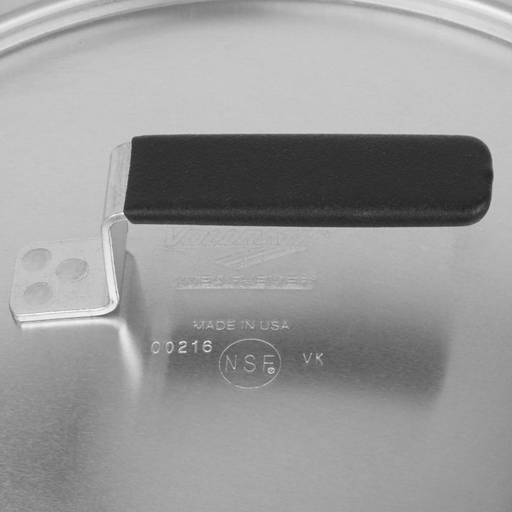 11 3/16-inch Wear-Ever® domed aluminum cover with satin finish and dipped handle