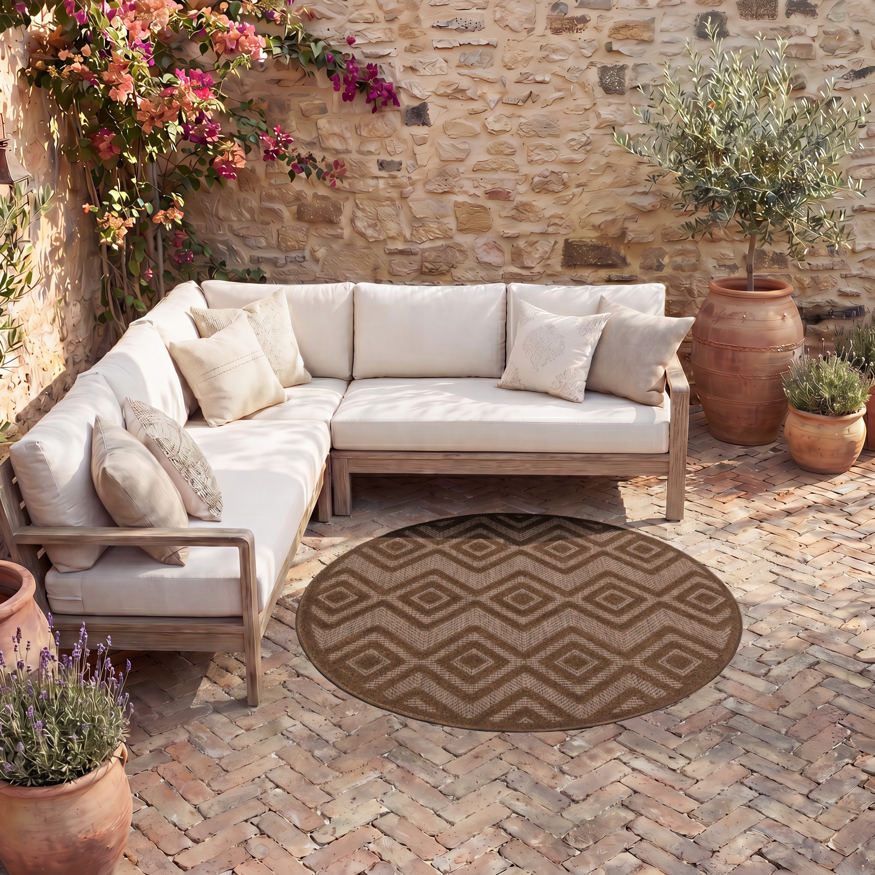 Nourison Versatile 4' x Round Brown Modern Rug