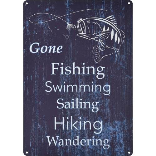 Aluminum Gone Fishing Sign, 10