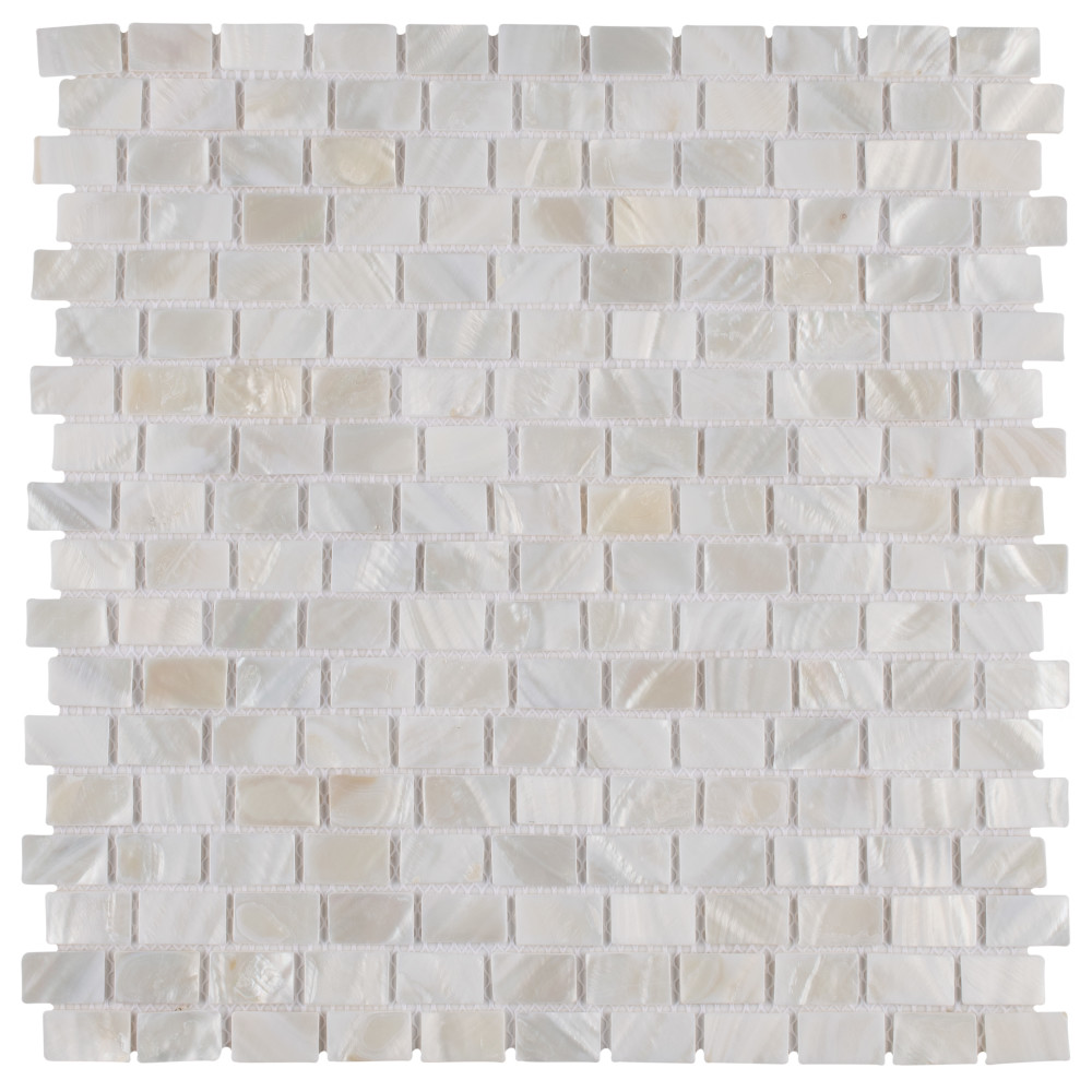 Conchella Subway White 11-1/2 in. x 11-7/8 in. Natural Shell Mosaic Tile