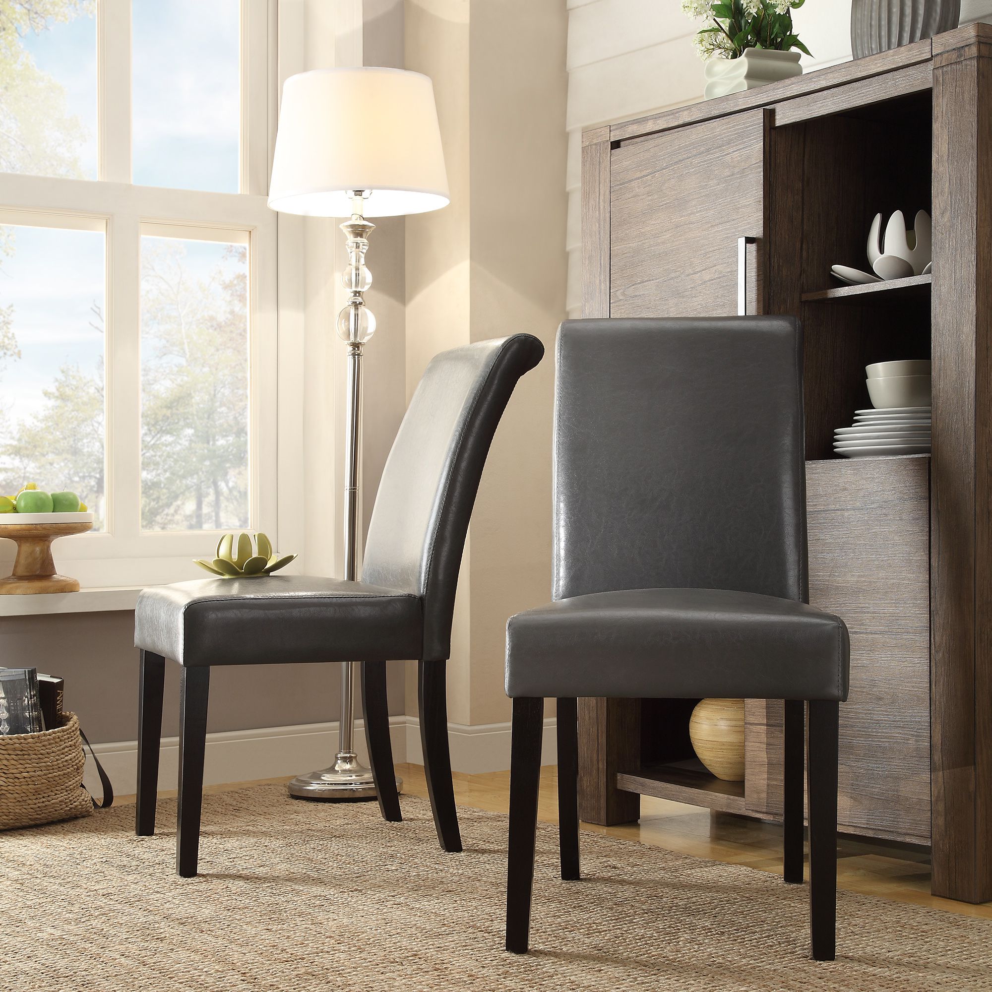 Faux Leather Upholstered Dining Chair (Set of 2)