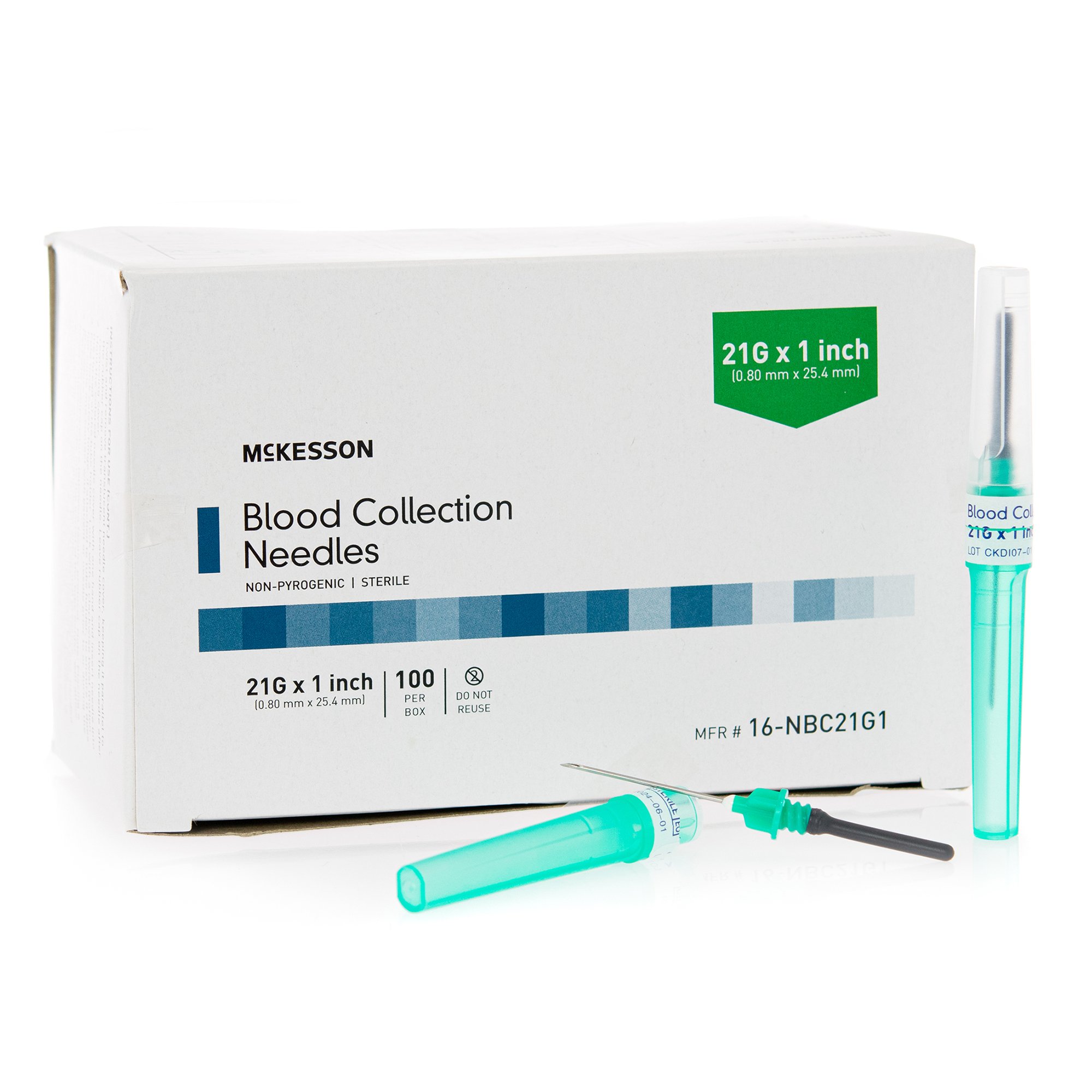 McKesson Blood Collection Needle 21 Gauge 1 Inch Needle Length Conventional Needle Without Tubing Sterile MK 1144304
