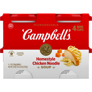 Campbell’s® Homestyle Chicken Noodle Soup, 7 oz Microwavable Bowl (Pack of 4)