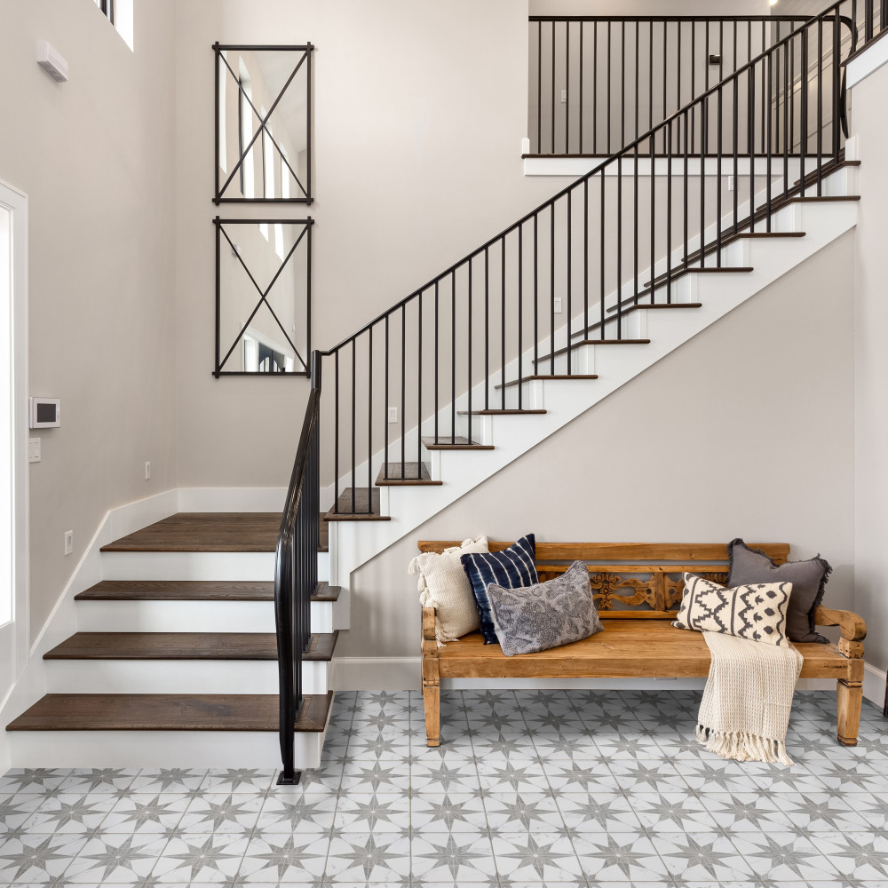 Llama Stella Loire Silver Smoke 9-3/4 in. x 9-3/4 in. Porcelain Floor and Wall Tile
