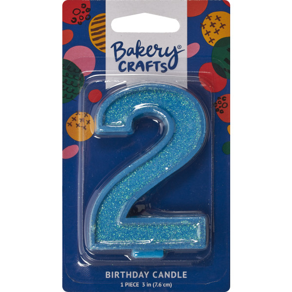 2 Glitter Numeral Candles