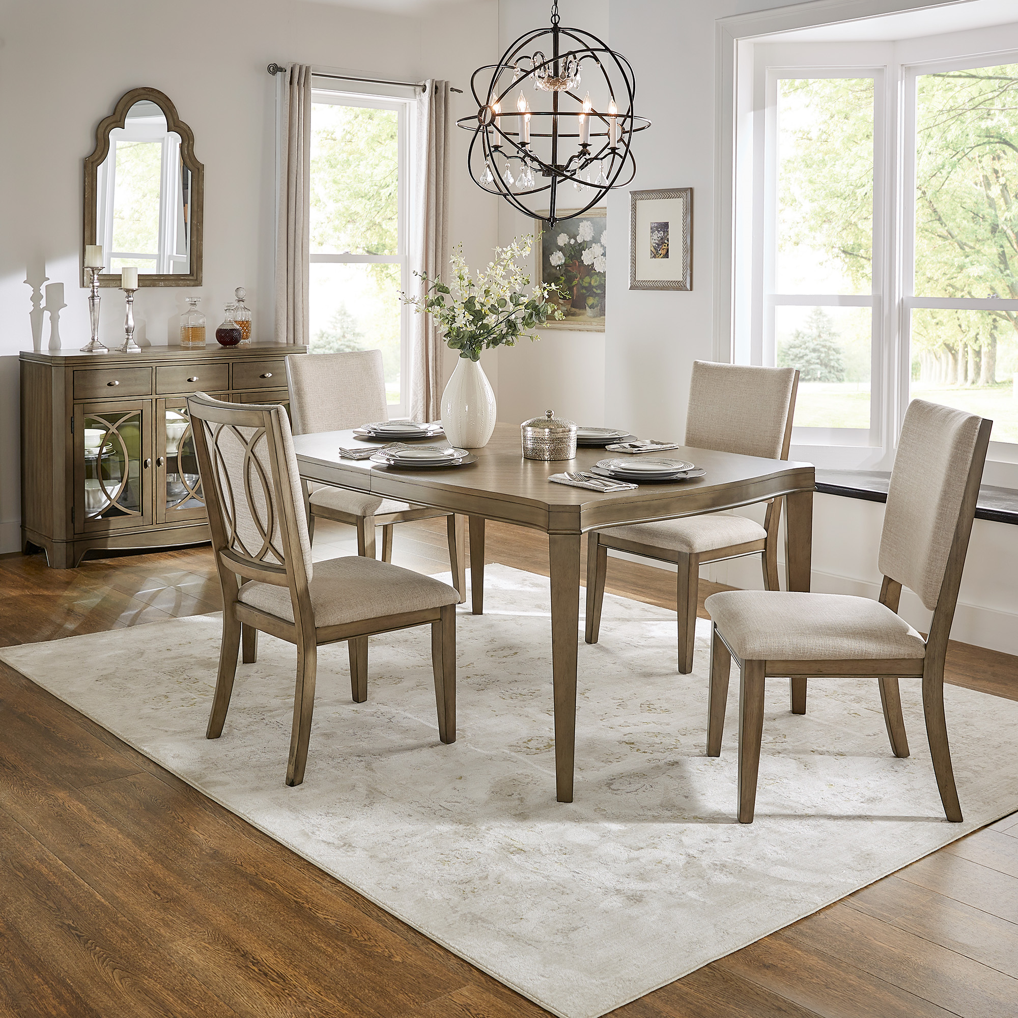Antique Taupe Wood Extending Dining Set