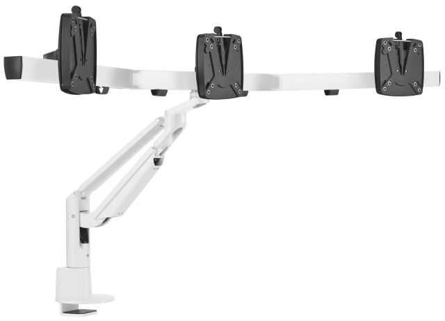 The Novus CLU Plus X3 monitor arm set in white at its highest height level.