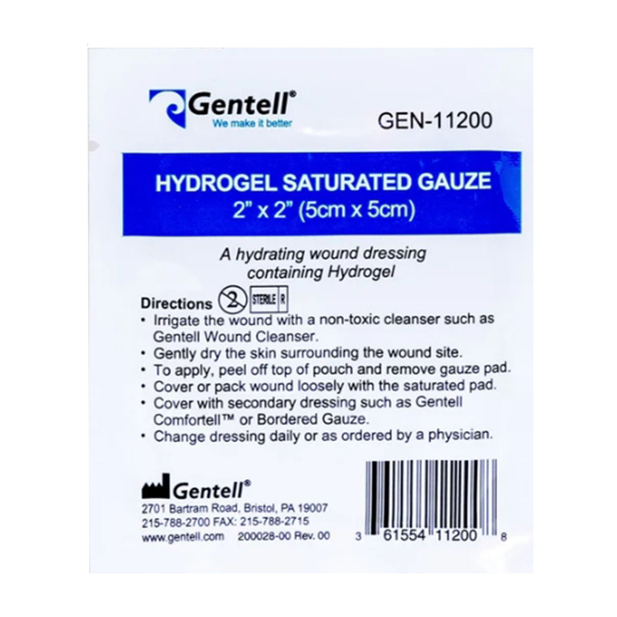 Gentell DRESSING, HYDROGEL 12PLY 2X2" (10/PK 3PK/CS)