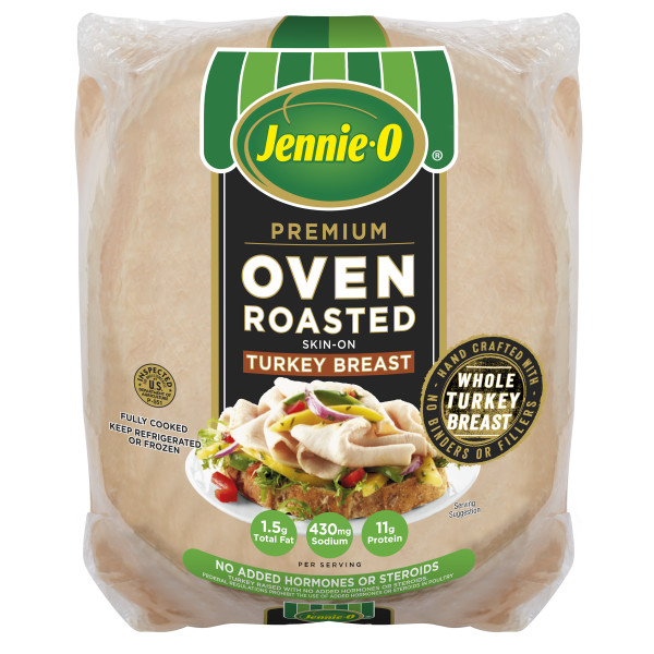 JENNIE-O(r) Premium Oven Roasted Turkey Breast Skin On, 2pc . C1CB - Front Center Inner Pack (Hi Res)