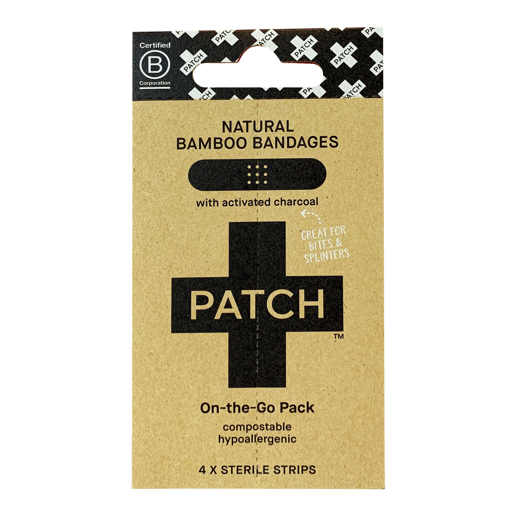 Patch™ On The Go Pack Adhesive Strip with Charcoal, 3/4 x 3 Inch