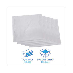 Boardwalk,  LLDPE Liner, 10 gal Capacity, 24 in Wide, 23 in High, 0.5 Mils Thick, White