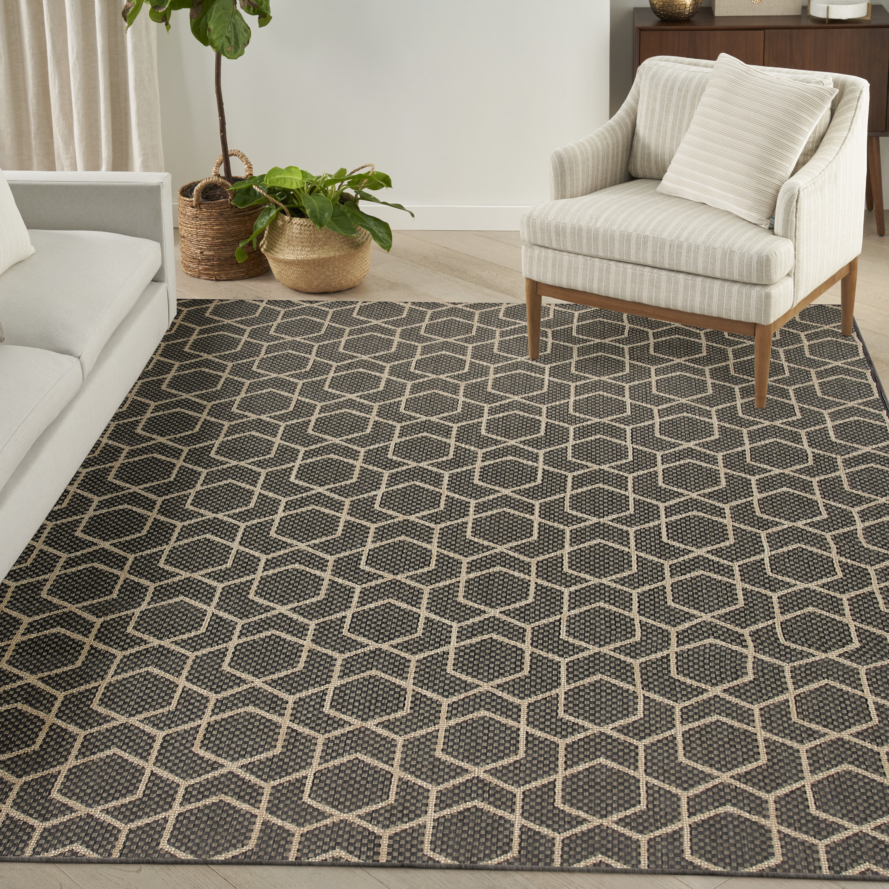 Nourison Horizon Indoor/Outdoor 9' x 12' Charcoal Modern Rug