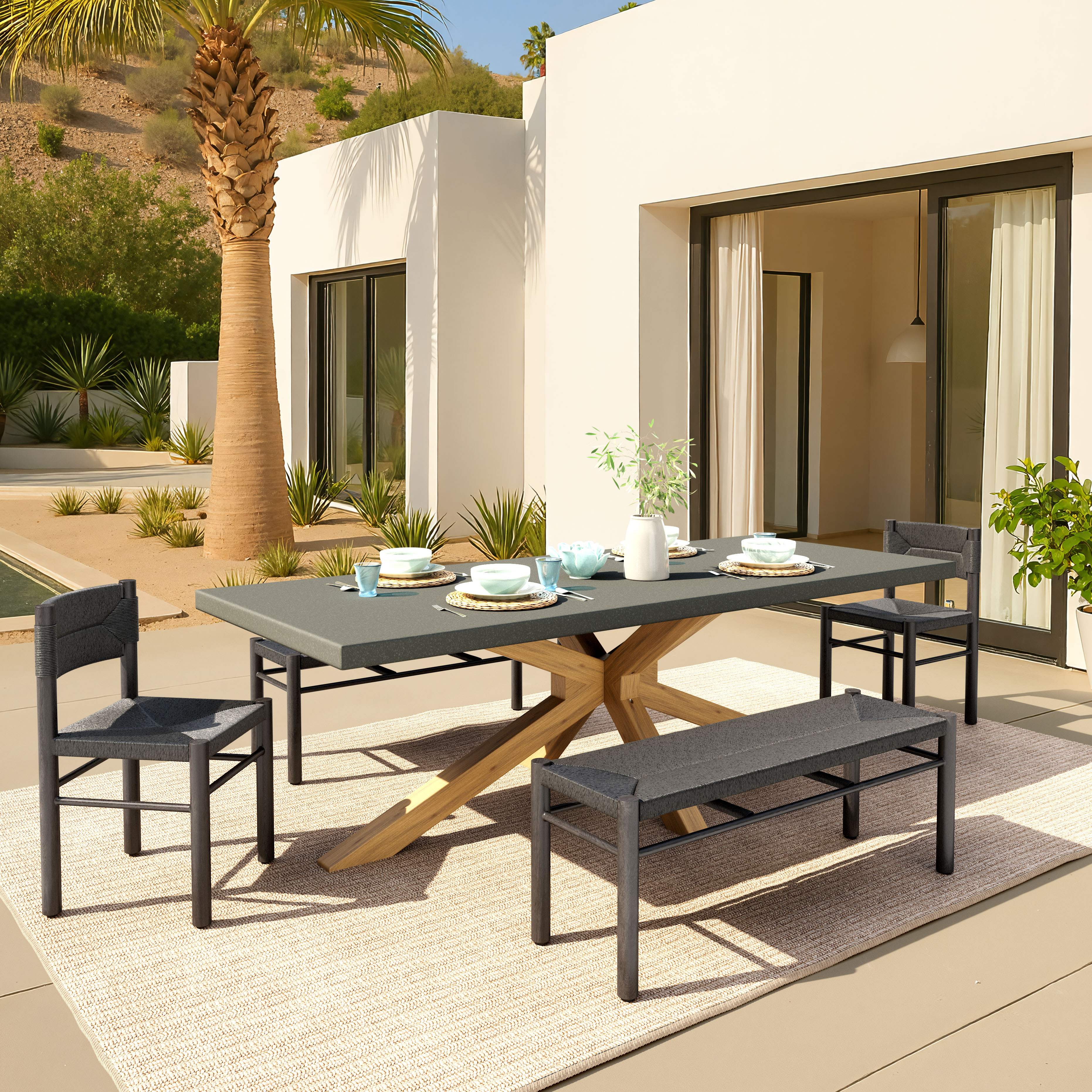 Suan Rectangular Dining Table Gray product image