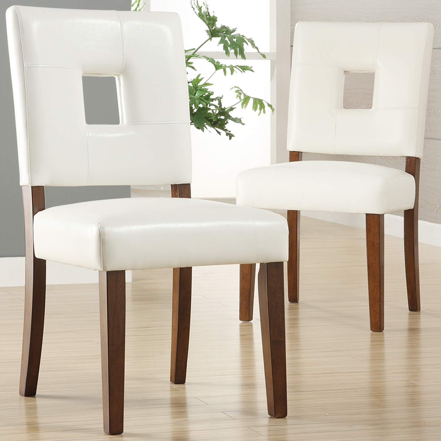 White Faux Leather Dining Chairs (Set of 2)