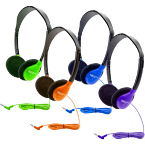 Personal On-Ear Stereo Headphone, Assorted Colors, Set of 4