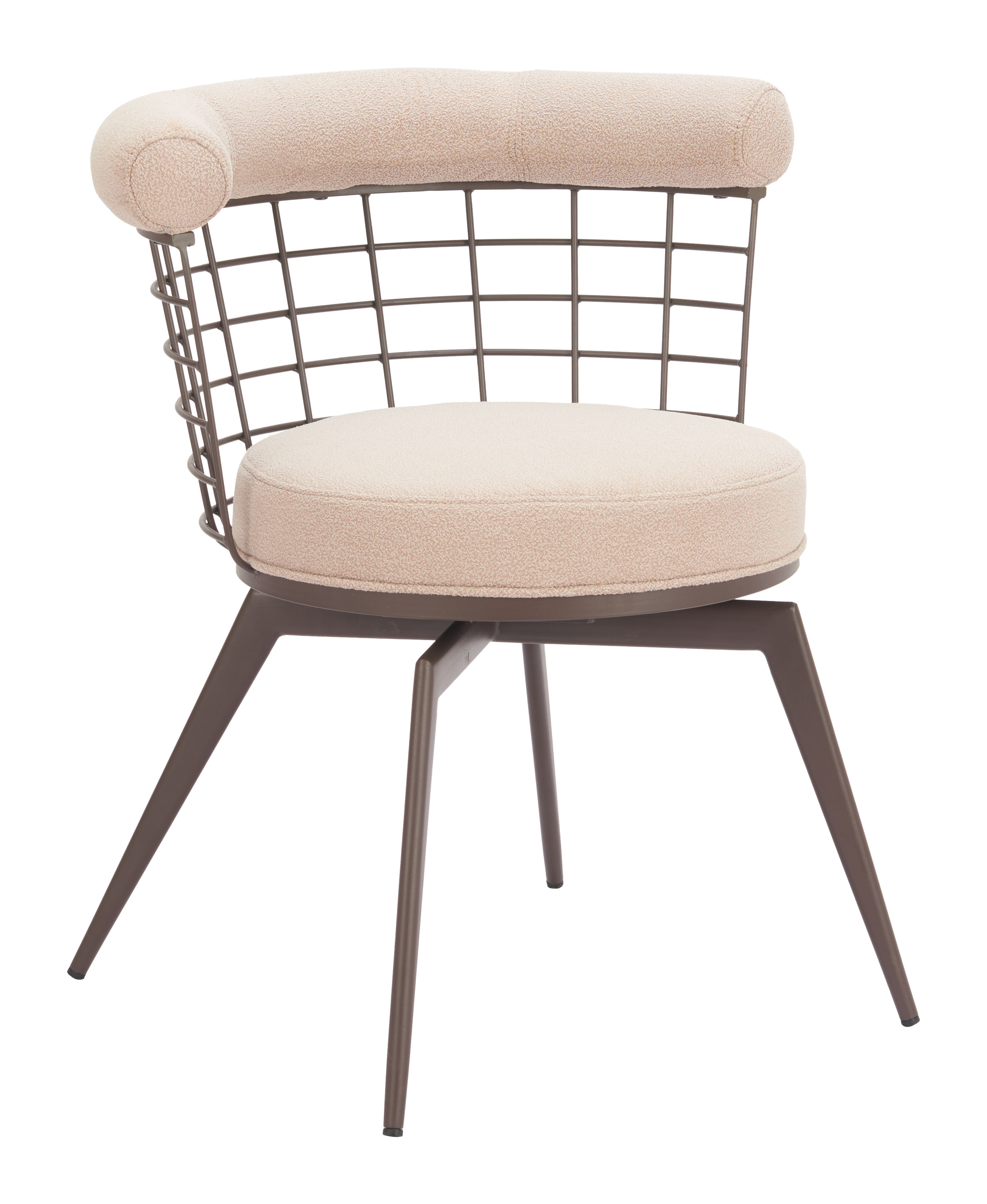 Saku Swivel Dining Chair Beige & Brown product image