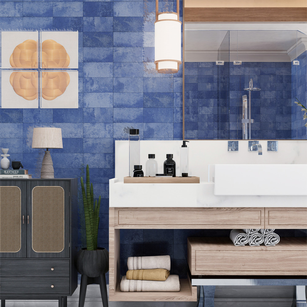 Myst Blue Lava 4 in. x 8 in. Ceramic Wall Tile