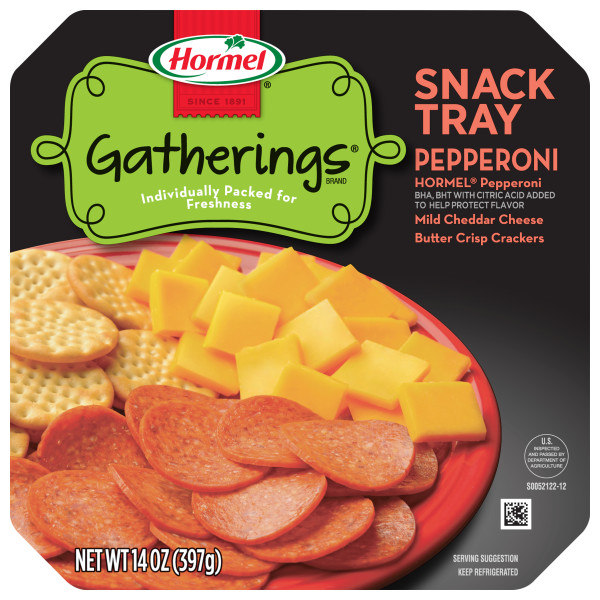 HORMEL GATHERINGS(r) Snack Tray, Pepperoni & Cheese, 6/14 oz. . C1N1 - Front No Plunge In Package (Hi Res)