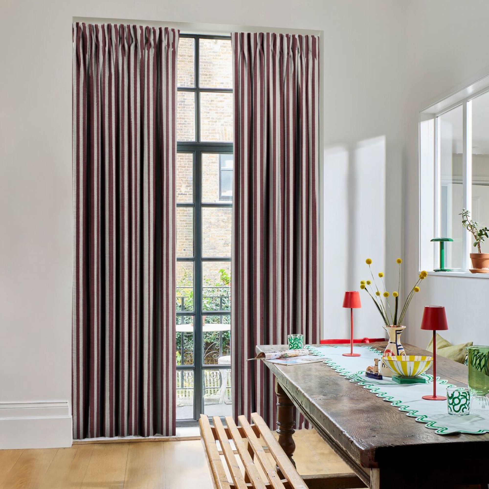 Portofino Stripe Vino Curtains