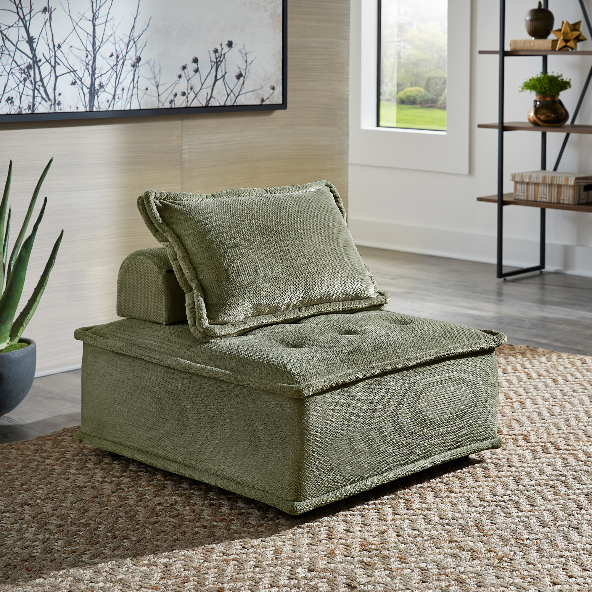 Velvet Tufted Modular Accent Chair with Pillow Back