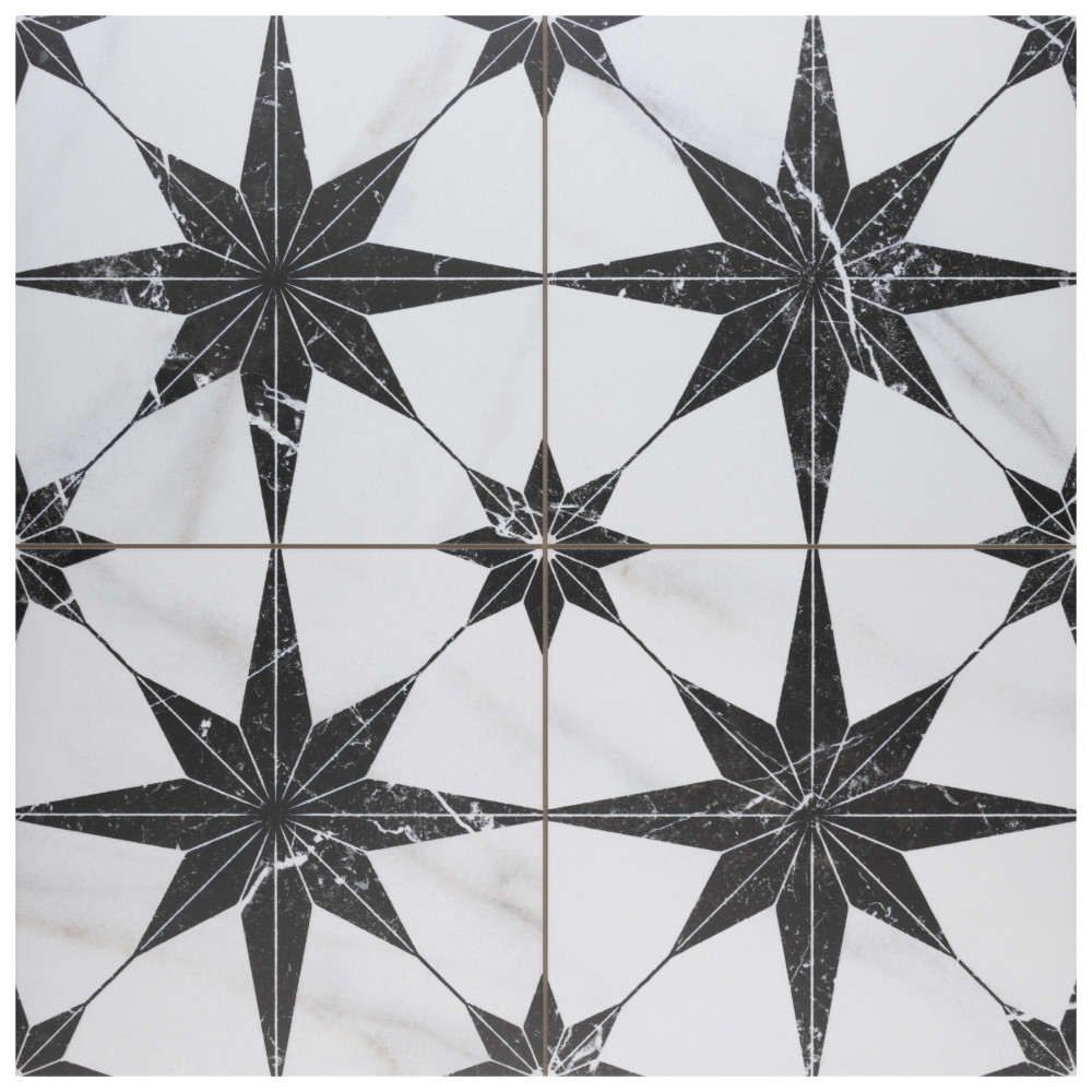 Merzoni Star Marquina 17-7/8 in. x 17-7/8 in. Porcelain Floor and Wall Tile