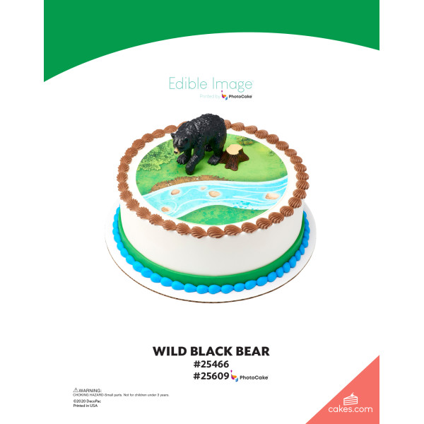 Wild Black Bear The Magic of Cakes® PhotoCake® Enhanced Round Background Page