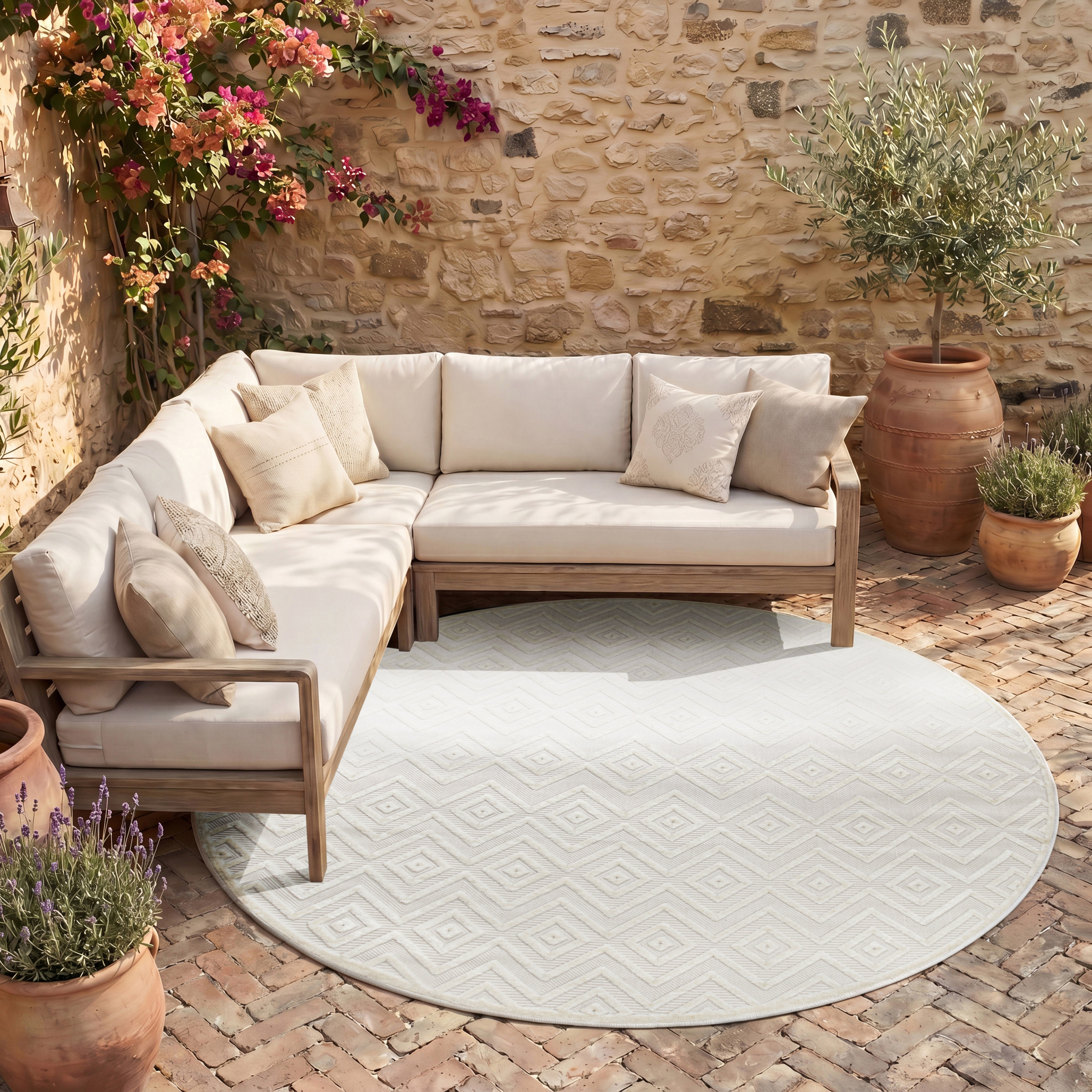 Nourison Versatile 10' x Round Ivory White Modern Rug